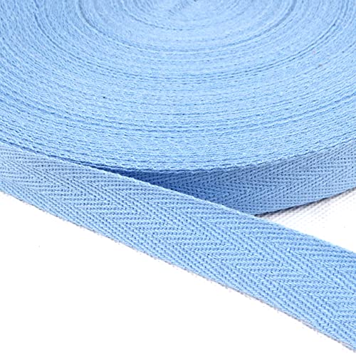 Baumwolle Schrägband,25 Yards x 10mm Einfassband Köperband Nahtband Baumwollband Textilband Fischgrätenband Köperband Wimpelband Twillband Webbing Band für Schneidern DIY-Nähen Basteln,Hellblau B von Duories