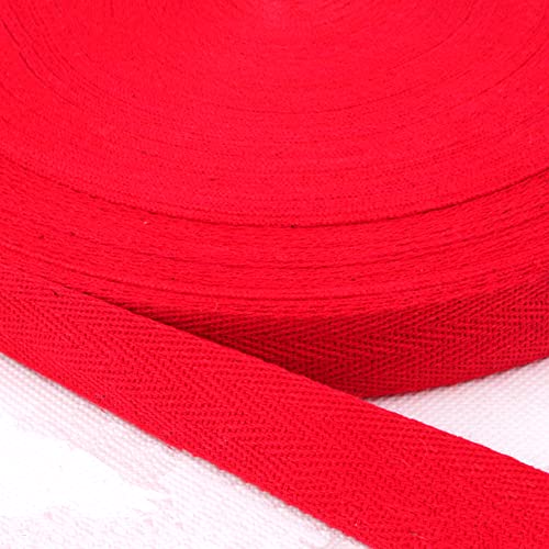 Baumwolle Schrägband,25 Yards x 10mm Einfassband Köperband Nahtband Baumwollband Textilband Fischgrätenband Köperband Wimpelband Twillband Webbing Band für Schneidern DIY-Nähen Basteln,Rot von Duories