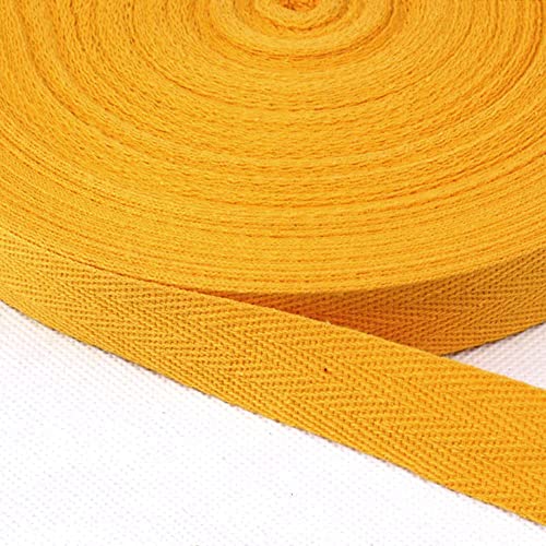 Baumwolle Schrägband,25 Yards x 20mm Einfassband Köperband Nahtband Baumwollband Textilband Fischgrätenband Köperband Wimpelband Twillband Webbing Band für Schneidern DIY-Nähen Basteln,Gold von Duories