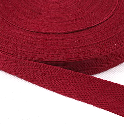 Baumwolle Schrägband,25 Yards x 20mm Einfassband Köperband Nahtband Baumwollband Textilband Fischgrätenband Köperband Wimpelband Twillband Webbing Band für Schneidern DIY-Nähen Basteln,Weinrot von Duories