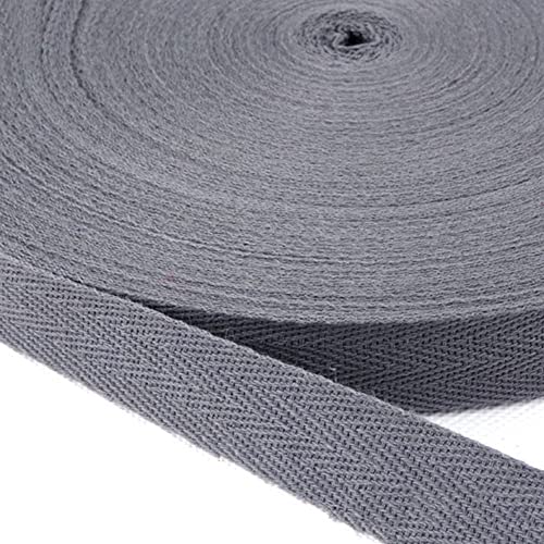 Baumwolle Schrägband,50 Yards x 20mm Einfassband Köperband Nahtband Baumwollband Textilband Fischgrätenband Köperband Wimpelband Twillband Webbing Band für Schneidern DIY-Nähen Basteln,Grau B von Duories