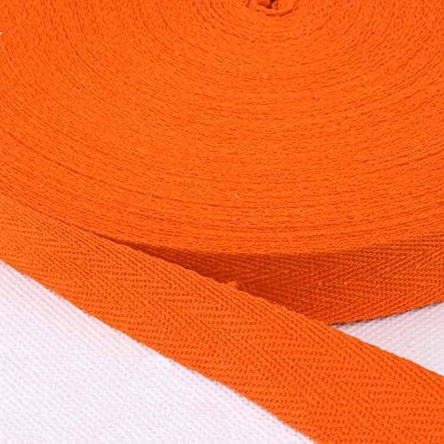 Baumwolle Schrägband,50 Yards x 20mm Einfassband Köperband Nahtband Baumwollband Textilband Fischgrätenband Köperband Wimpelband Twillband Webbing Band für Schneidern DIY-Nähen Basteln,Orange von Duories