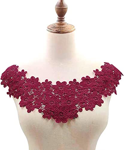 Bestickte Blumen Blüte Spitze Kragen Applikation,Stickerei Spitzenbesatz Häkelspitze Patch Spitzemotiv Applique Patches Einsatzkragen für Nähen Handwerk Kostüm Hochzeitskleid Brautkleid Deko,Weinrot Bestickte Blumen Blüte Spitze Kragen Applikation,Stickerei Spitzenbesatz Häkelspitze Patch Spitzemotiv Applique Patches Einsatzkragen für Nähen Handwerk Kostüm Hochzeitskleid Brautkleid Deko,Weinrot von Duories