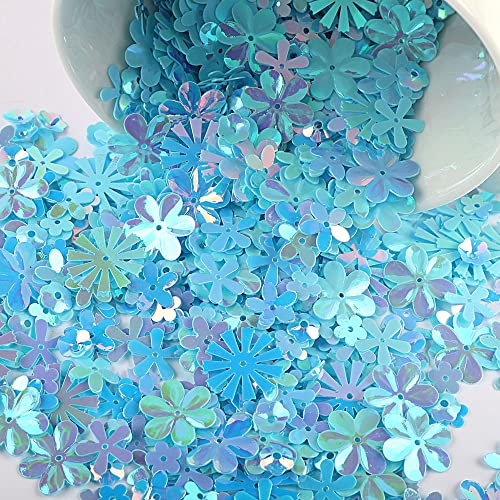 Bunt Pailletten zum Basteln, Glitzer Sequins Lose Pailletten DIY Irisierend Pailletten Bling Bling Pailletten Deko für Kunsthandwerk Kleidung Handyhülle Scrapbook Spielzeug Party,20g Blau von Duories