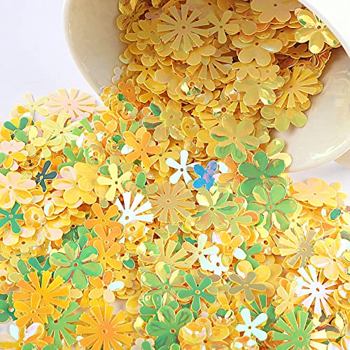 Bunt Pailletten zum Basteln, Glitzer Sequins Lose Pailletten DIY Irisierend Pailletten Bling Bling Pailletten Deko für Kunsthandwerk Kleidung Handyhülle Scrapbook Spielzeug Party,20g Gelb-Grün von Duories