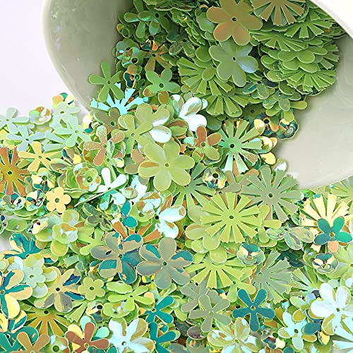 Bunt Pailletten Zum Basteln, Glitzer Sequins Lose DIY Irisierend Bling Bling Deko für Kunsthandwerk Kleidung Handyhülle Scrapbook Spielzeug Party, 20g Grün von Duories