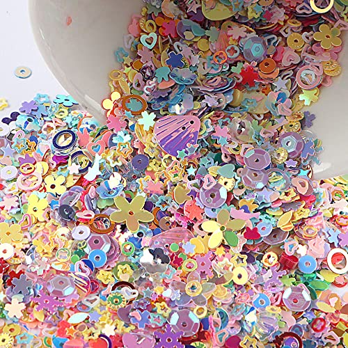 Bunt Pailletten zum Basteln, Glitzer Sequins Lose Pailletten DIY Irisierend Pailletten Bling Bling Pailletten Deko für Kunsthandwerk Kleidung Handyhülle Scrapbook Spielzeug Party,20g Mischfarbe A von Duories