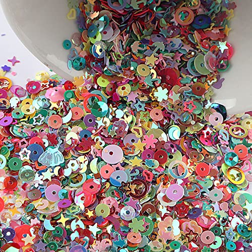 Bunt Pailletten zum Basteln, Glitzer Sequins Lose Pailletten DIY Irisierend Pailletten Bling Bling Pailletten Deko für Kunsthandwerk Kleidung Handyhülle Scrapbook Spielzeug Party,20g Mischfarbe B von Duories