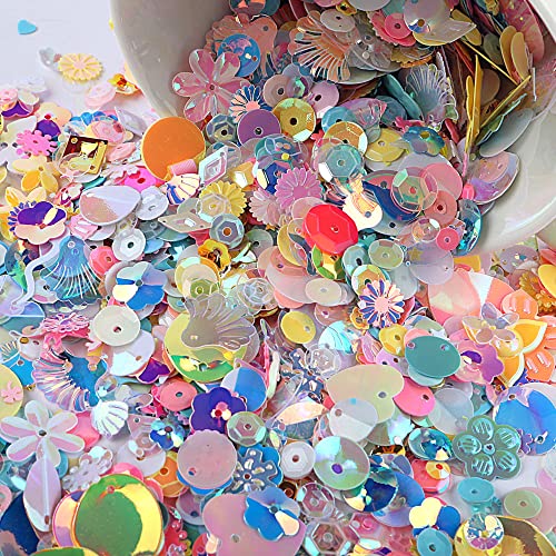 Bunt Pailletten zum Basteln, Glitzer Sequins Lose Pailletten DIY Irisierend Pailletten Bling Bling Pailletten Deko für Kunsthandwerk Kleidung Handyhülle Scrapbook Spielzeug Party,20g Mischfarbe D von Duories