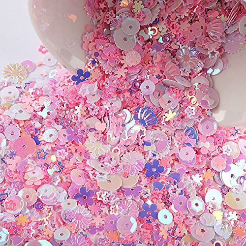 Bunt Pailletten zum Basteln, Glitzer Sequins Lose Pailletten DIY Irisierend Pailletten Bling Bling Pailletten Deko für Kunsthandwerk Kleidung Handyhülle Scrapbook Spielzeug Party,20g Rosa-Lila A von Duories