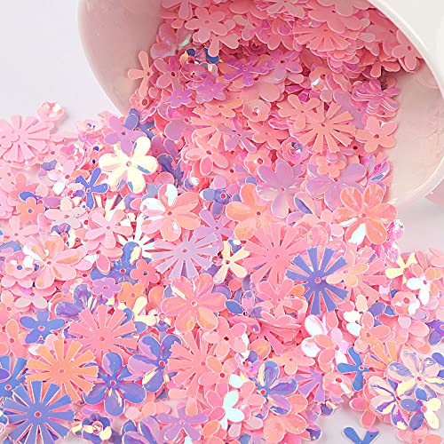 Bunt Pailletten zum Basteln, Glitzer Sequins Lose Pailletten DIY Irisierend Pailletten Bling Bling Pailletten Deko für Kunsthandwerk Kleidung Handyhülle Scrapbook Spielzeug Party,20g Rosa-Lila B von Duories