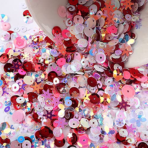 Bunt Pailletten zum Basteln, Glitzer Sequins Lose DIY Irisierend Bling Bling Deko für Kunsthandwerk Kleidung Handyhülle Scrapbook Spielzeug Party, 50g Mischfarbe C von Duories