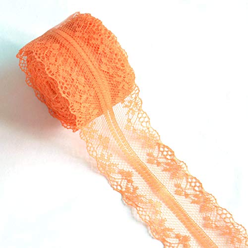 Bunte Spitzenband Spitzenbordüre,4cm x 10m Vintage Spitzen Band Geschenkband Dekoband Spitzenborte Lace Trim Ribbon für Hochzeit,Nähen,Blumen,Partys,Dekorationen,Geschenkverpackungen,Orange von Duories