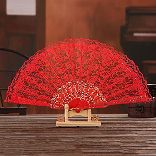 Damen Handfächer Stofffächer,Hochzeitsfächer Spitze,Vintage Spanische Barock Viktorianischen Sommer Faltfächer für Hochzeiten Geburttag Party Kostüm Halloween Karneval Fasching Tanzen Hand Fan,Rot Damen Handfächer Stofffächer,Hochzeitsfächer Spitze,Vintage Spanische Barock Viktorianischen Sommer Faltfächer für Hochzeiten Geburttag Party Kostüm Halloween Karneval Fasching Tanzen Hand Fan,Rot von Duories