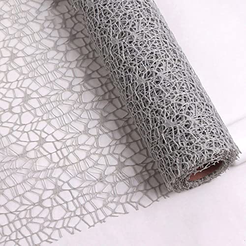 Duories 1 Rolle 50 cm × 4,5 m Geschenkpapier Blumenstrauß Blumenverpackung Mesh Geschenkpapierrolle Hollow Out Floral Geschenkpapier,für Geburtstag Hochzeit Valentinstag Muttertag,Grau von Duories