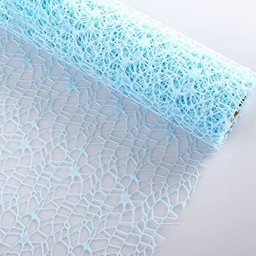 Duories 1 Rolle 50 cm × 4,5 m Geschenkpapier Blumenstrauß Blumenverpackung Mesh Geschenkpapierrolle Hollow Out Floral Geschenkpapier,für Geburtstag Hochzeit Valentinstag Muttertag,Hellblau von Duories