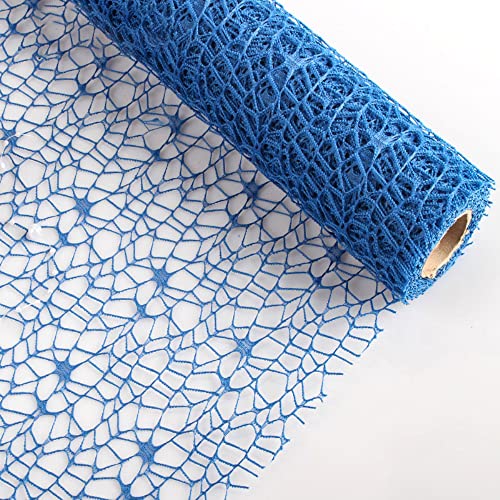 Duories 1 Rolle 50 cm × 4,5 m Geschenkpapier Blumenstrauß Blumenverpackung Mesh Geschenkpapierrolle Hollow Out Floral Geschenkpapier,für Geburtstag Hochzeit Valentinstag Muttertag,Königsblau von Duories
