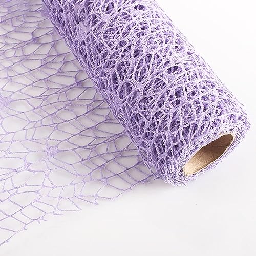 Duories 1 Rolle 50 cm × 4,5 m Geschenkpapier Blumenstrauß Blumenverpackung Mesh Geschenkpapierrolle Hollow Out Floral Geschenkpapier,für Geburtstag Hochzeit Valentinstag Muttertag,Lila von Duories