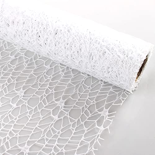 Duories 1 Rolle 50 cm × 4,5 m Geschenkpapier Blumenstrauß Blumenverpackung Mesh Geschenkpapierrolle Hollow Out Floral Geschenkpapier,für Geburtstag Hochzeit Valentinstag Muttertag,Weiss von Duories