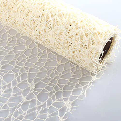 Duories 1 Rolle 50 cm × 4,5 m Geschenkpapier Blumenstrauß Blumenverpackung Mesh Geschenkpapierrolle Hollow Out Floral Geschenkpapier,für Geburtstag Hochzeit Valentinstag Muttertag,milchig weiß von Duories