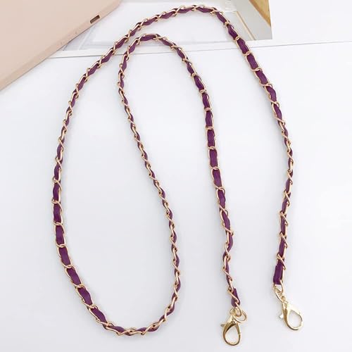 Duories 1 Stück Taschenkette Metall, Schulter Riemen Kette, Handtaschen Ersatz Schulterriemen, Trageriemen Kette, Schultergurt für Damen Umhängetasche Geldbörse Handtaschen,Dunkellila,120cm von Duories