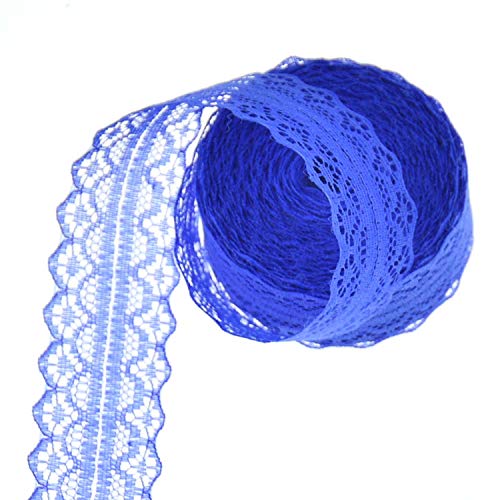 Duories 10 M Nichtelastische Spitzenbesatz Stoff Spitzenband Spitzenbordüre,Geschenkband Spitzenborte Meterware,Für DIY Basteln Nähen Weihnachten Hochzeit Deko Tischdeko Geschenkverpackung,Blau von Duories