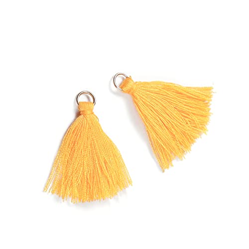 Duories 100 Stück Mini Quasten Anhänger,3cm Baumwolle Fransen Tassel Troddel Armband Schlüsselanhänger Basteln Quaste für Ohrringe Schmuckherstellung Taschen Lesezeichen DIY Handwerk Zubehör,Gold von Duories