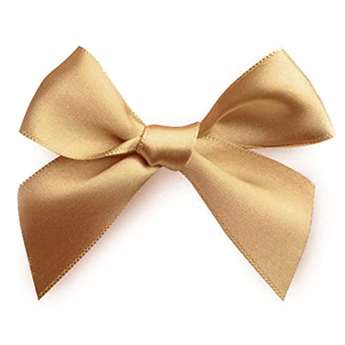 Duories 20 StüCk Klein Satinschleife Bandschleife geschenkband Handgemacht Satinband Bowknot für Geschenkverpackung,Handgemachtes DIY, Hochzeits(Gold) von Duories