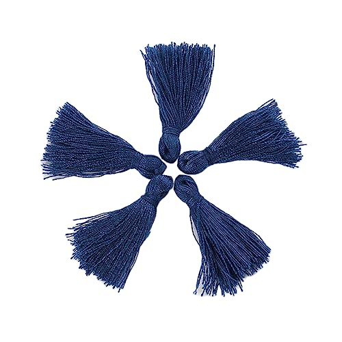 Duories 200 Stück Mini-Quasten, 3 cm Handgefertigt Baumwolle klein Quasten Anhänger, Bunte Bastelquasten Troddel für DIY Tasche Ohrring Schmuck Halskettenherstellung DIY Handwerk Zubehör,Denim Blue von Duories
