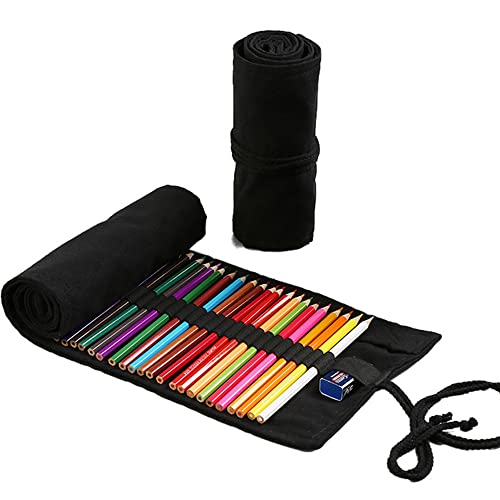 Duories 24 Löcher Handgefertigter Canvas-Bleistiftwickel,Unisex Federmäppchen Pencil Case Bleistift Wrap Kasten Bleistifthalter Schreibwarenbeutel Bleistift Beutel für Künstler Schule Büro,Schwarz Duories 24 Löcher Handgefertigter Canvas-Bleistiftwickel,Unisex Federmäppchen Pencil Case Bleistift Wrap Kasten Bleistifthalter Schreibwarenbeutel Bleistift Beutel für Künstler Schule Büro,Schwarz von Duories