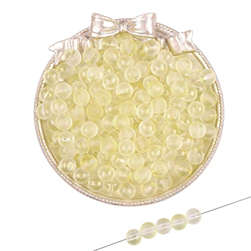 Duories 50 Stück 8 mm Glasperlen,Gefrostete Runde Perlen aus Glas,Verstreute Perlen, Runde Bastel Perlen mit Löchern,für Handgemachte DIY Herstellung Armband Halskette Perlen Schmuck,Gelb von Duories