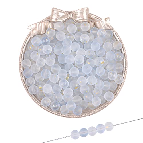 Duories 50 Stück 8 mm Glasperlen,Gefrostete Runde Perlen aus Glas,Verstreute Perlen, Runde Bastel Perlen mit Löchern,für Handgemachte DIY Herstellung Armband Halskette Perlen Schmuck,Hellblau von Duories