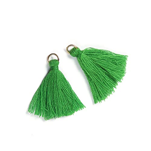 Duories 50 Stück Mini Quasten Anhänger,3cm Baumwolle Fransen Tassel Troddel Armband Schlüsselanhänger Basteln Quaste für Ohrringe Schmuckherstellung Taschen Lesezeichen DIY Handwerk Zubehör,Gras-Grün von Duories