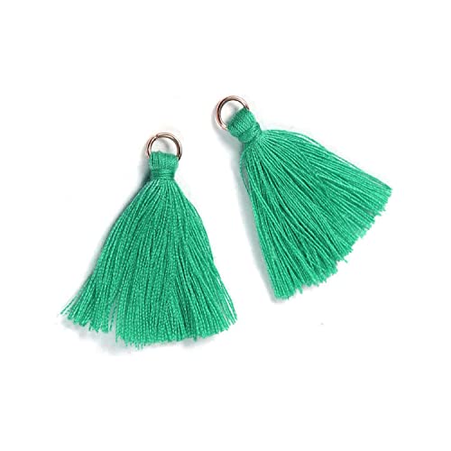 Duories 50 Stück Mini Quasten Anhänger,3cm Baumwolle Fransen Tassel Troddel Armband Schlüsselanhänger Basteln Quaste für Ohrringe Schmuckherstellung Taschen Lesezeichen DIY Handwerk Zubehör,Blaugrün von Duories