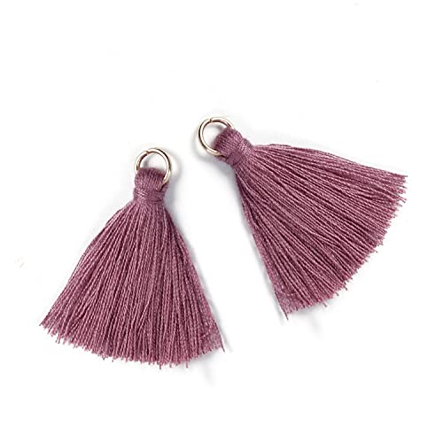 Duories 50 Stück Mini Quasten Anhänger,3cm Baumwolle Fransen Tassel Troddel Armband Schlüsselanhänger Basteln Quaste für Ohrringe Schmuckherstellung Taschen Lesezeichen DIY Handwerk Zubehör,Pink Lila von Duories