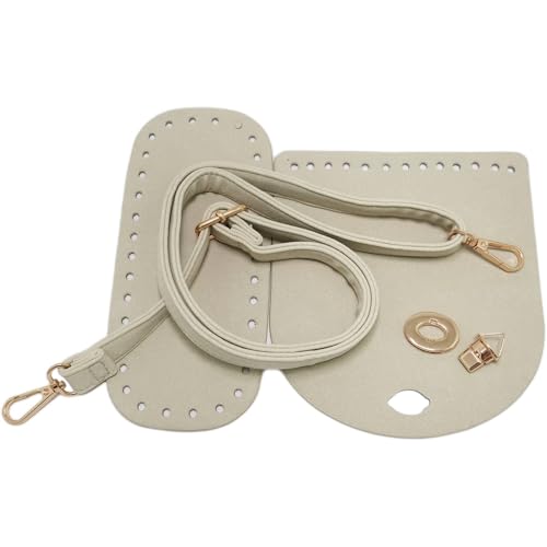 Duories Handgewebte Tasche aus Leder,3-teiliges Set inklusive Taschenboden Taschenüberzug Taschengurt,Taschenzubehör Set,für Taschen-Herstellung Handtasche,DIY Bag,Selbstgemacht Craft,Beige von Duories