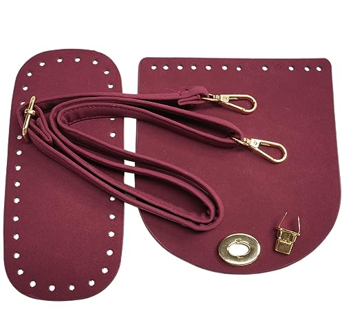 Duories Handgewebte Tasche aus Leder,3-teiliges Set inklusive Taschenboden Taschenüberzug Taschengurt,Taschenzubehör Set,für Taschen-Herstellung Handtasche,DIY Bag,Selbstgemacht Craft,Rot von Duories