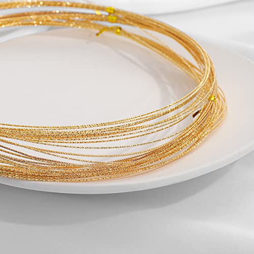 Duories Schmuckdraht,Dünner Basteldraht Perlendraht zum Auffädeln Jewelry Wire Blumendraht Dünn,für DIY,Fußkettchen,Armbändern,Ohrringen,Halsketten,Ringen,Kunsthandwerk,Gold,5M×0.8mm von Duories