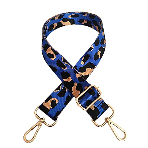 Duories Taschengurt Breit 3,8 cm,Breiter Taschenschultergurt mit Buntem Leopardenmuster Verstellbar Schulterriemen Taschen 80-130cm mit Karabiner,für DIY-Taschen,Königsblau + goldene Schnalle von Duories