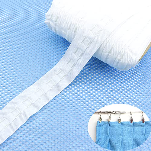 Duories Universal Weiß Gardinenband Faltenband Falten Breite 30 mm x 30 m Polyester Vorhangband Kräuselband Vorhang Reihband Gardinen Überschrift Band zum Aufnähen für Gardine Haken von Duories