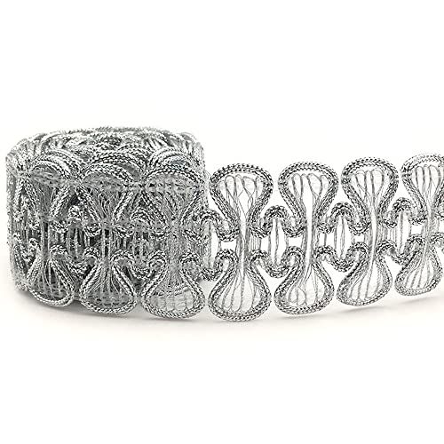 Geflochten Zierband Borte aus Dekoband Spitze Band Zierband Geschenkband Spitzenborte Schnur Kordelband Nähen Handwerk Hochzeit Party Zubehör,Silber,10m von Duories