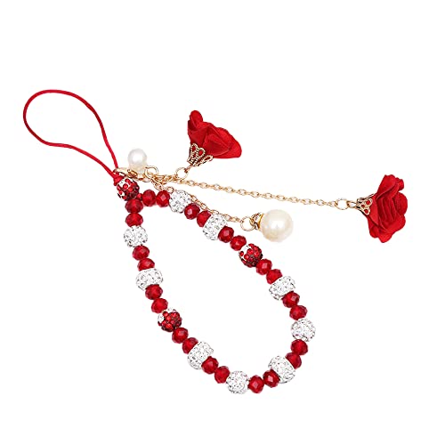 Glitzer Diamant Handykette Strass Blumen Anhänger Telefon Charm Beads Chain Telefon Kette Handy Straps Handgelenkkette Mobile Phone Schlüsselband Hängende Schnur Handy Schmuck für Frauen Damen,Rot Glitzer Diamant Handykette Strass Blumen Anhänger Telefon Charm Beads Chain Telefon Kette Handy Straps Handgelenkkette Mobile Phone Schlüsselband Hängende Schnur Handy Schmuck für Frauen Damen,Rot von Duories