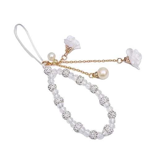Glitzer Diamant Handykette Strass Blumen Anhänger Telefon Charm Beads Chain Telefon Kette Handy Straps Handgelenkkette Mobile Phone Schlüsselband Hängende Schnur Handy Schmuck für Frauen Damen,Weiß Glitzer Diamant Handykette Strass Blumen Anhänger Telefon Charm Beads Chain Telefon Kette Handy Straps Handgelenkkette Mobile Phone Schlüsselband Hängende Schnur Handy Schmuck für Frauen Damen,Weiß von Duories