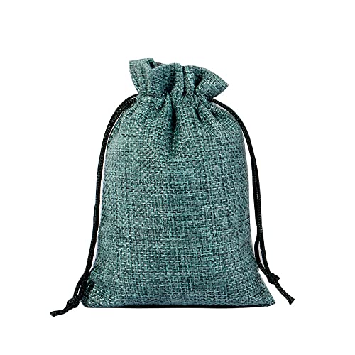 Jute Geschenksäckchen Schmuckbeutel,10 Stk 9x12cm Jutesäckchen Geschenkbeutel Bonbonsbeutel Stoffbeutel Jute Säckchen Taschen mit Kordelzug für Weihnachten Hochzeit Party Schmuck Geschenk,Dunkelgrün von Duories
