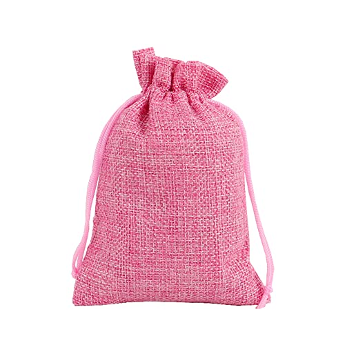 Jute Geschenksäckchen Schmuckbeutel,30 Stk 9x12cm Jutesäckchen Geschenkbeutel Bonbonsbeutel Stoffbeutel Jute Säckchen Taschen mit Kordelzug für Weihnachten Hochzeit Party Schmuck Geschenk,Rosa von Duories