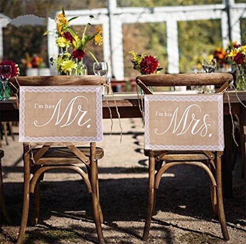 Mr & Mrs Jute Spitze Stuhl-Schild Stuhl Banner Set,Vintage Stuhlschilder Hochzeits Deko Stuhl Dekoration Hochzeits-Zubehör für Hochzeit Weihnachten Rustikal Party Zeremonie Dekoration Mr & Mrs Jute Spitze Stuhl-Schild Stuhl Banner Set,Vintage Stuhlschilder Hochzeits Deko Stuhl Dekoration Hochzeits-Zubehör für Hochzeit Weihnachten Rustikal Party Zeremonie Dekoration von Duories