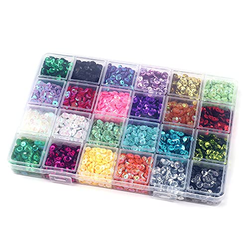 Pailletten Basteln ca. 3600 Stück 5mm 24 Farben und Gitter mit Box Pailletten Bunte zum Aufnähen Pailletten Set Schillernde Spangles für DIY Kunsthandwerk Glänzende Hochzeit Kleidung DekoSet D von Duories