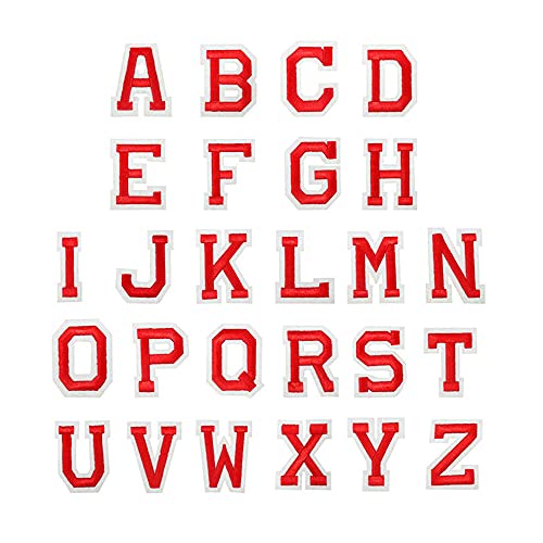Patches Zum Aufbügeln Buchstaben,Bügelflicken Kinder,Gestickte Bügelbilder Aufnäher Applikation für DIY T-Shirt Jacken Rucksäcke Flicken Zum Aufbügeln Jeans Kleidung Patch Sticker,Rote Buchstaben von Duories
