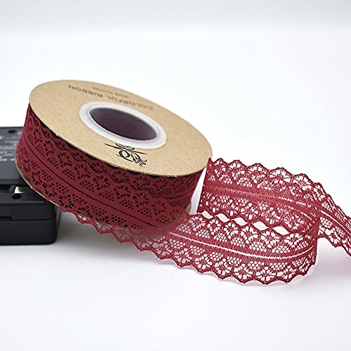 Spitzenband Spitzenbordüre Spitzenbesatz Band Spitze Dekoband Spitzenstoff Rolle für Hochzeit Tischdeko DIY Basteln Geschenkband Party Blumen Kutschen Vasen Auto Schmuck Kraftpapier,Weinrot von Duories