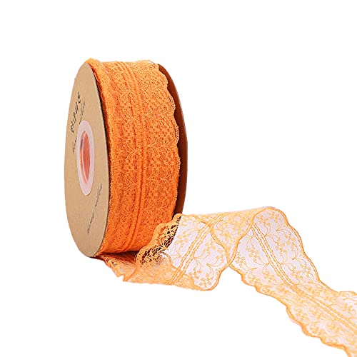 Spitzenbordüre Vintage Spitzenband Spitze-Borten Dekoband Zierband Geschenkband Spitzenborte Spitzenbesatz für Hochzeit Tischdeko DIY Nähen Basteln Scrapbooking Geschenkbox (45mx4.5cm),Orange von Duories